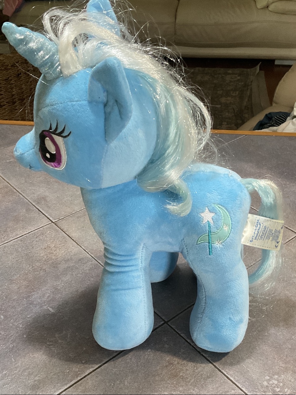 Build-A-Bear Light Blue Unicorn Plush with White Mane